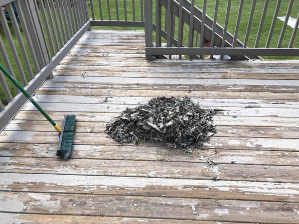 After scraping a peeling deck in dexter Michigan