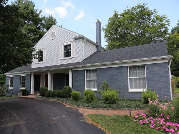 Blue gray brick exterior