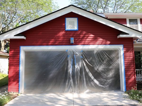 During process of painting aluminum siding around garage