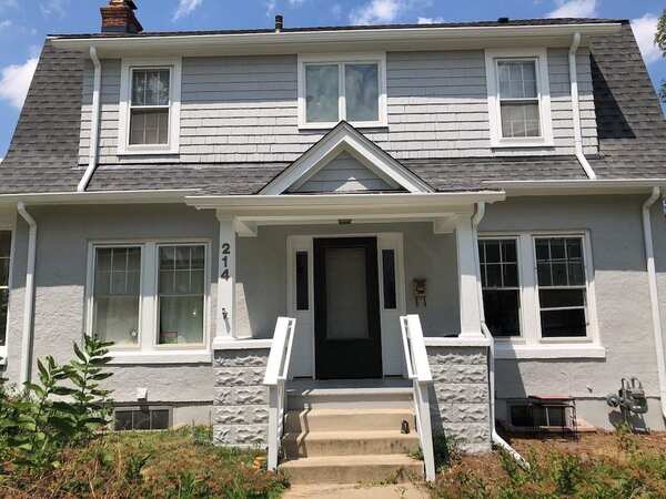 Gray wood and stone home