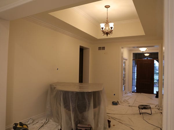 Hall and room before painting crown molding