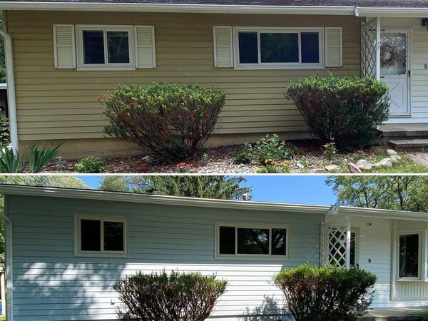Home exterior before and after painting