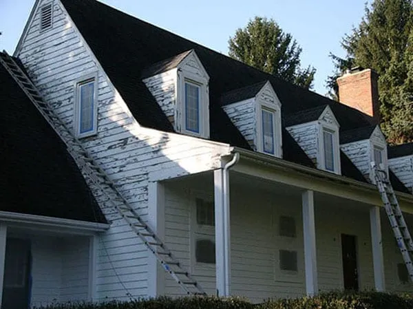 House with peeling paint all over the exterior which raises the cost