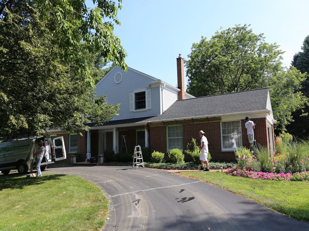 Starting to paint the brick home