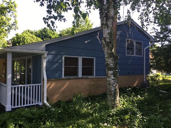 Side of a blue house