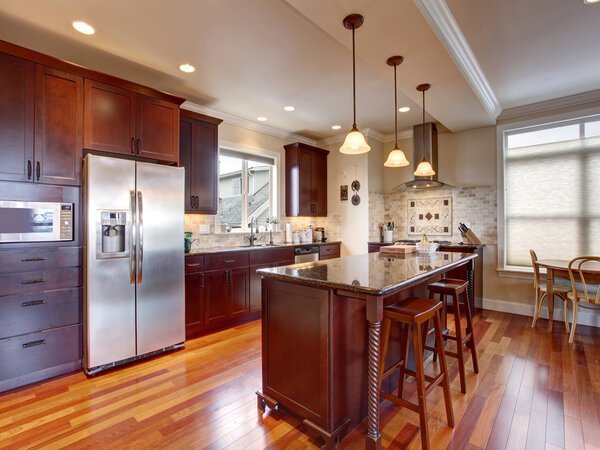 Stained kitchen cabinets