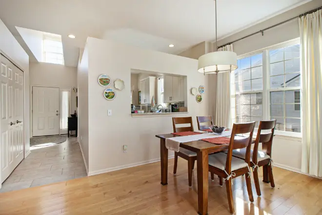 a white dining area