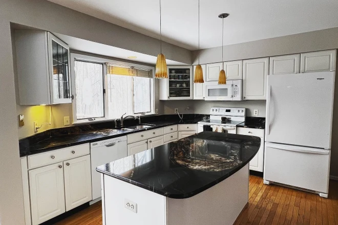 A freshly painted kitchen
