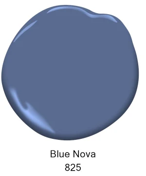 A paint swatch in a deep blue shade labeled Blue Nova 825 is displayed against a crisp white background, offering inspiration for interior painting projects throughout Southeast Michigan. Ideal for homeowners and residential painters in communities like Ann Arbor, Ypsilanti, and Novi, this vibrant hue showcases the quality and expertise that Tribble Painting brings to every space. by Tribble Painting