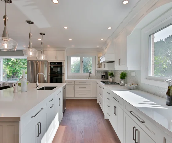 white cabinets with new fixtures