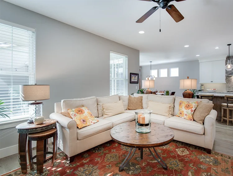 Living room interior painted light blue