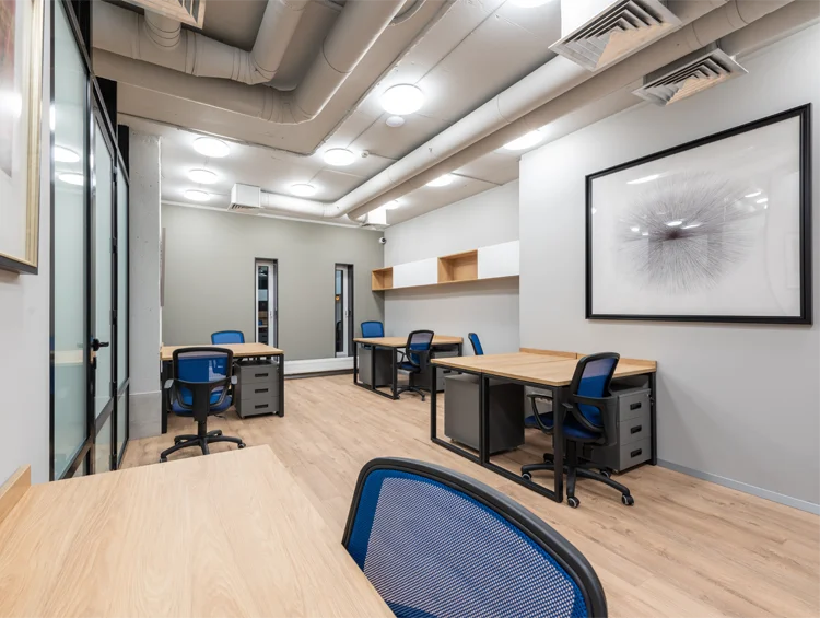 Interior of an office space painted light grey