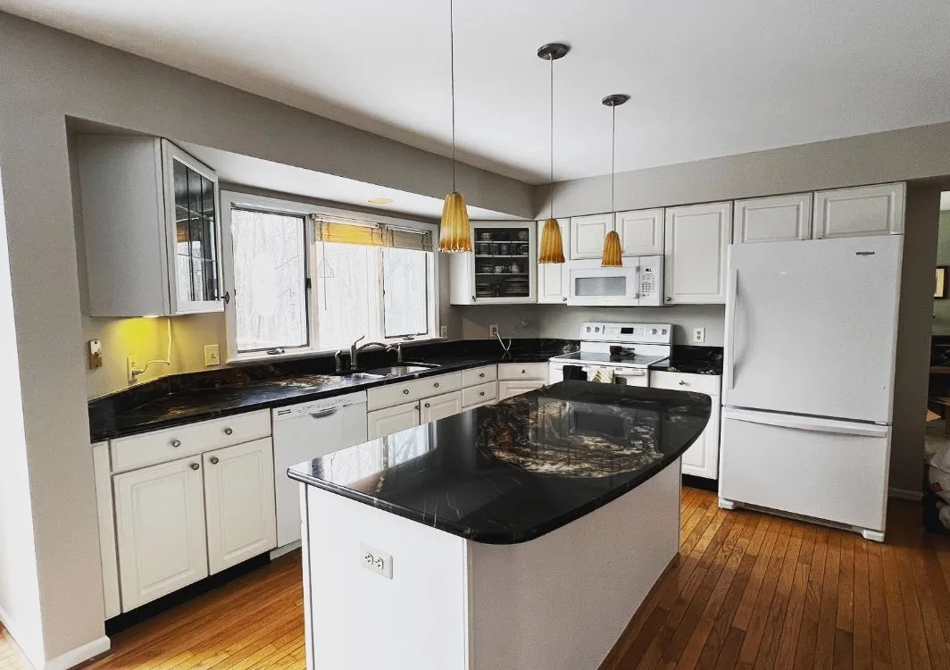 Newly painted kitchen cabinets