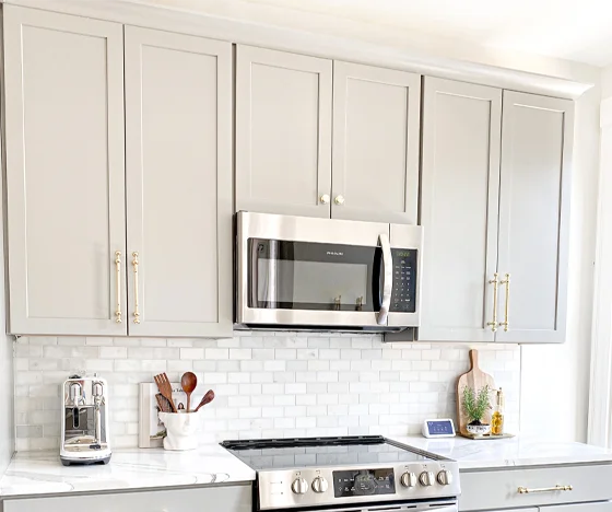 Grey cabinets in a newly remodeled kitchen